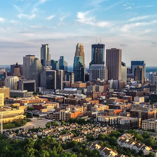 Minneapolis, MN – downtown skyline on a summer afternoon
